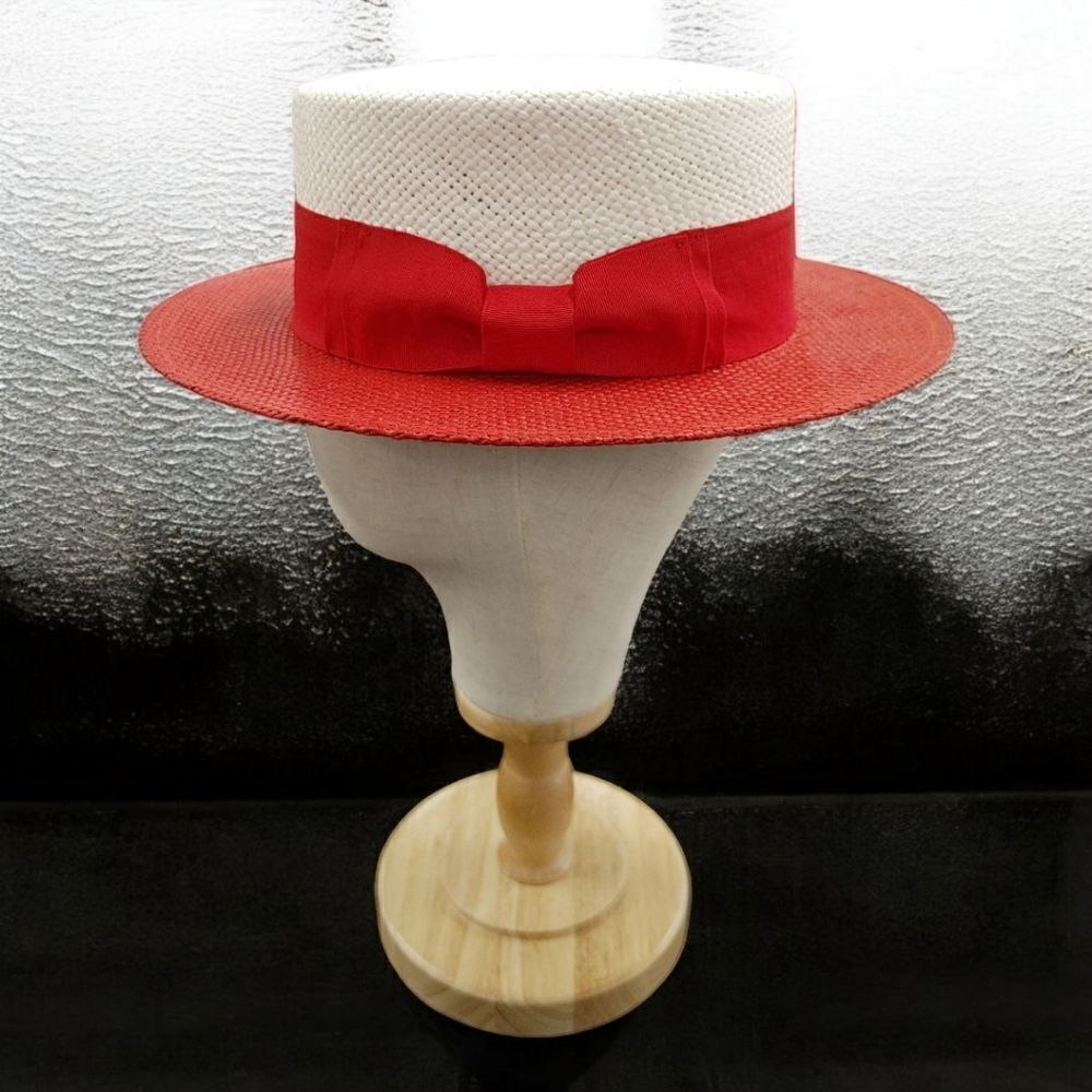 MEN'S BRUNO CAPELO BOATER TWO-TONE STRAW FLAT 2.25" BRIM SKIMMER. BC-701.